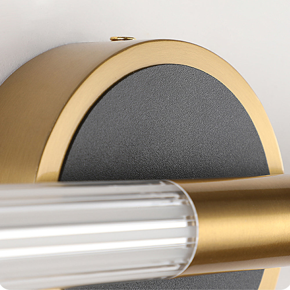 Contemporary LED wall light fixture, ideal for modern bathroom vanities, provides crisp, clear task lighting.