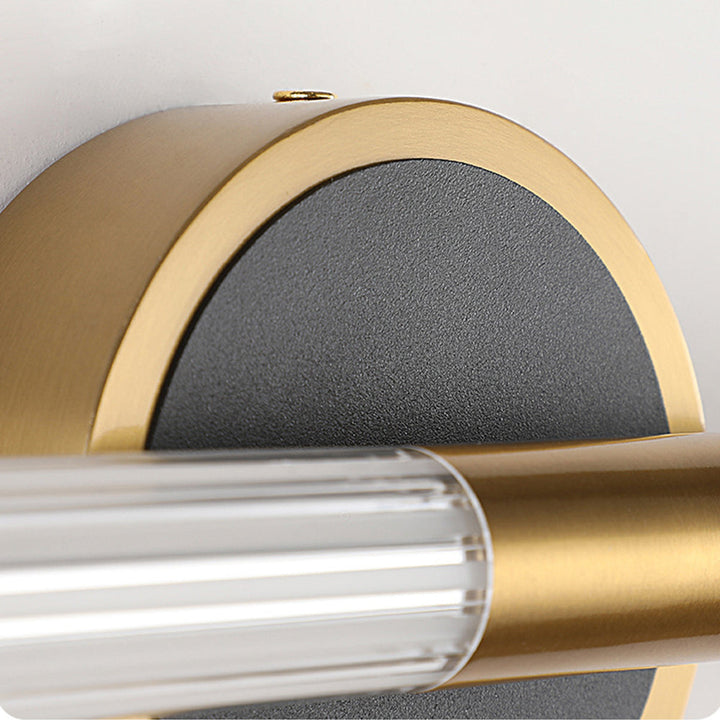 Contemporary LED wall light fixture, ideal for modern bathroom vanities, provides crisp, clear task lighting.