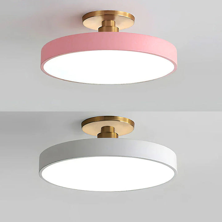 Ambient room lighting with modern LED ceiling lamp, smart control & dimmable features.