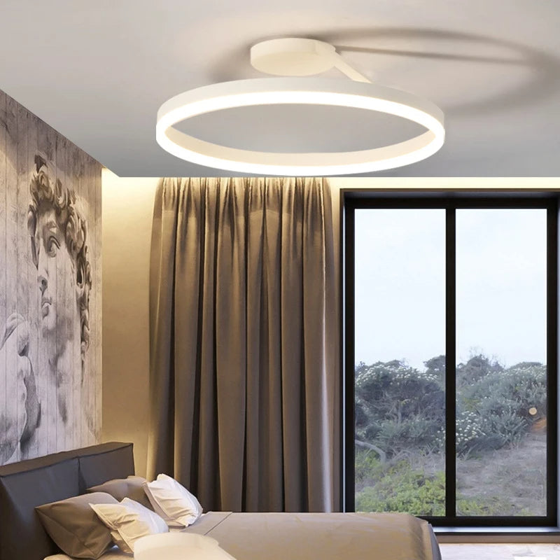 Energy-saving LED ceiling fixture, a clean minimalist addition to any room.