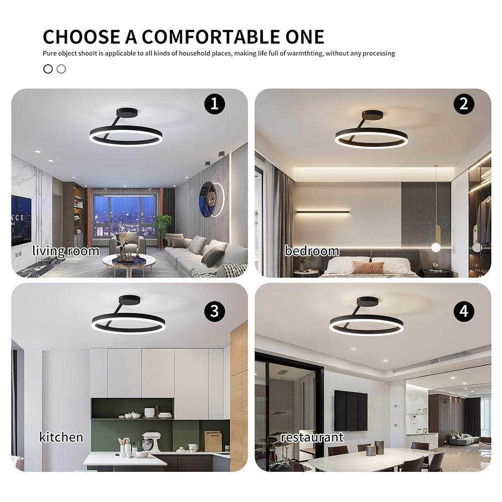 Modern LED ceiling light, dimmable feature ideal for versatile lighting needs.