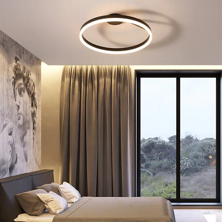 Dimmable LED ceiling light, adapts to various moods in bedrooms or living areas.