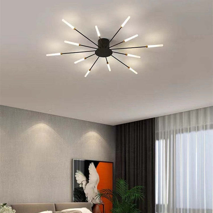Large LED fireworks ceiling lamp, a focal point in contemporary spaces.