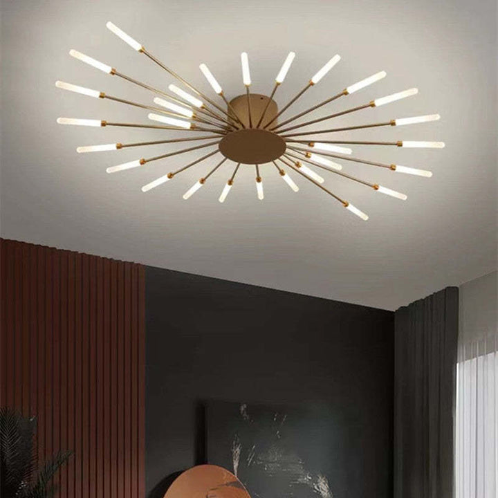 Sleek black LED fireworks ceiling light, a modern lighting solution.
