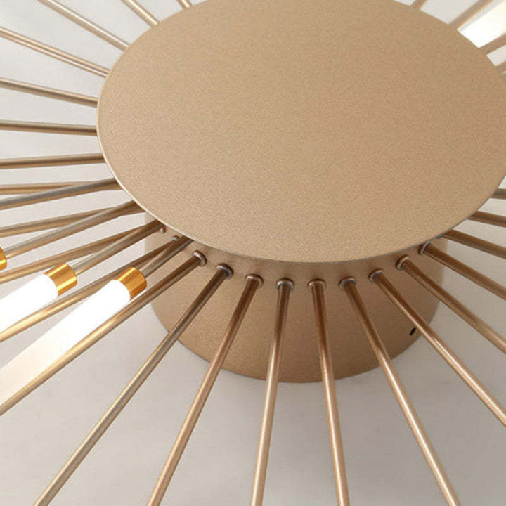 Decorative gold LED fireworks design ceiling lamp, modern interior lighting.