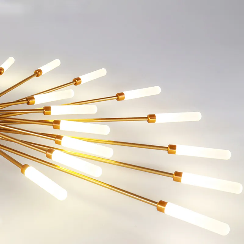 Luxurious LED fireworks chandelier, black finish, providing ambient light.