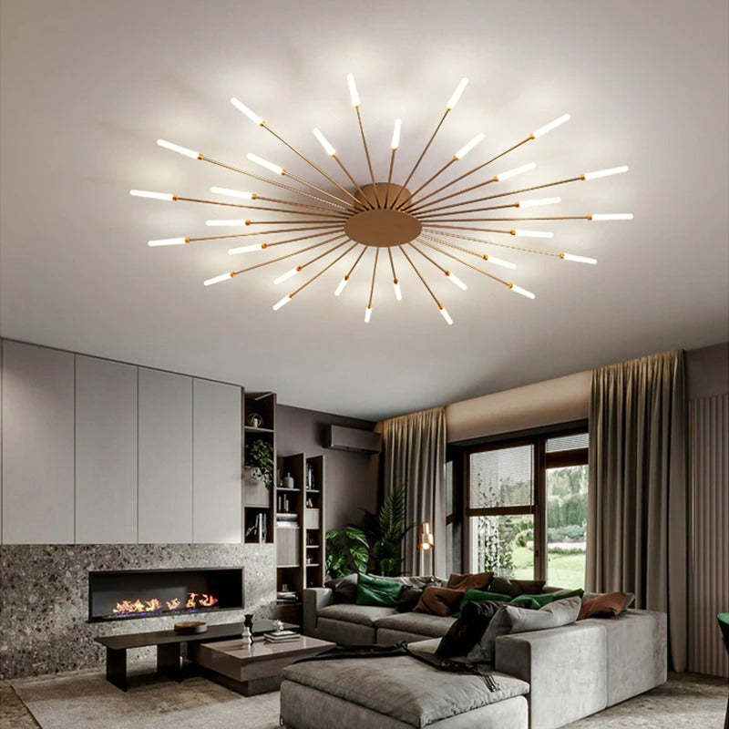 Unique modern LED fireworks ceiling light, bright and energy-efficient.