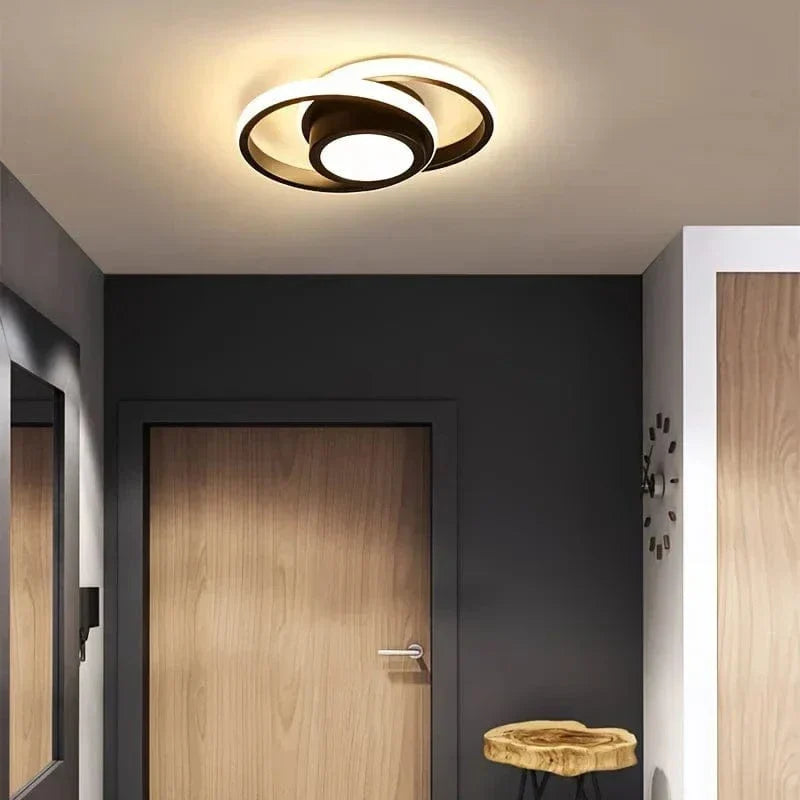 Sleek modern LED flush mount ceiling fixture, 3-color adjustable, dimmable for residential interior lighting.