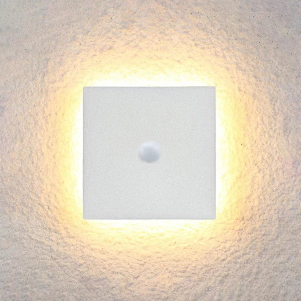 Energy-efficient LED outdoor wall light with motion sensor for smart homes.