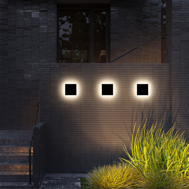 Stylish modern LED exterior light for facade and entryway illumination.