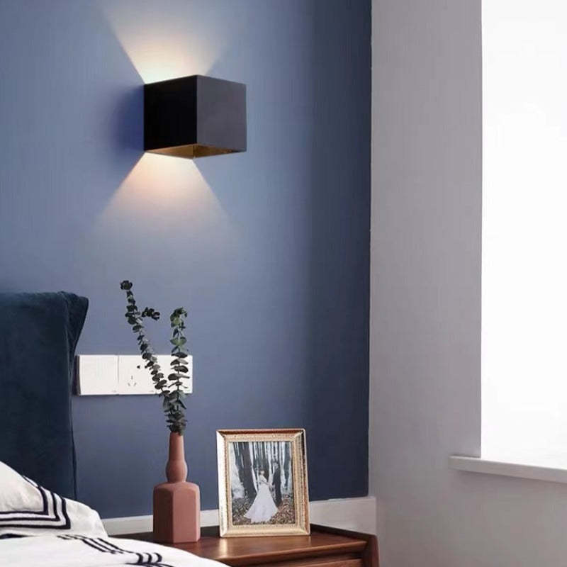 Home decor LED wall light, black finish, waterproof, perfect for modern exterior architectural lighting.