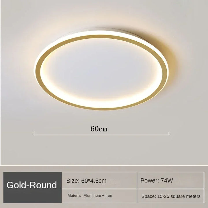 Modern LED round ceiling light, flush mount, in Scandinavian style, perfect for understated home lighting.