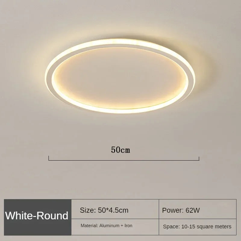 Scandinavian style LED round ceiling light, flush mount, made from durable metal, illuminating modern spaces.