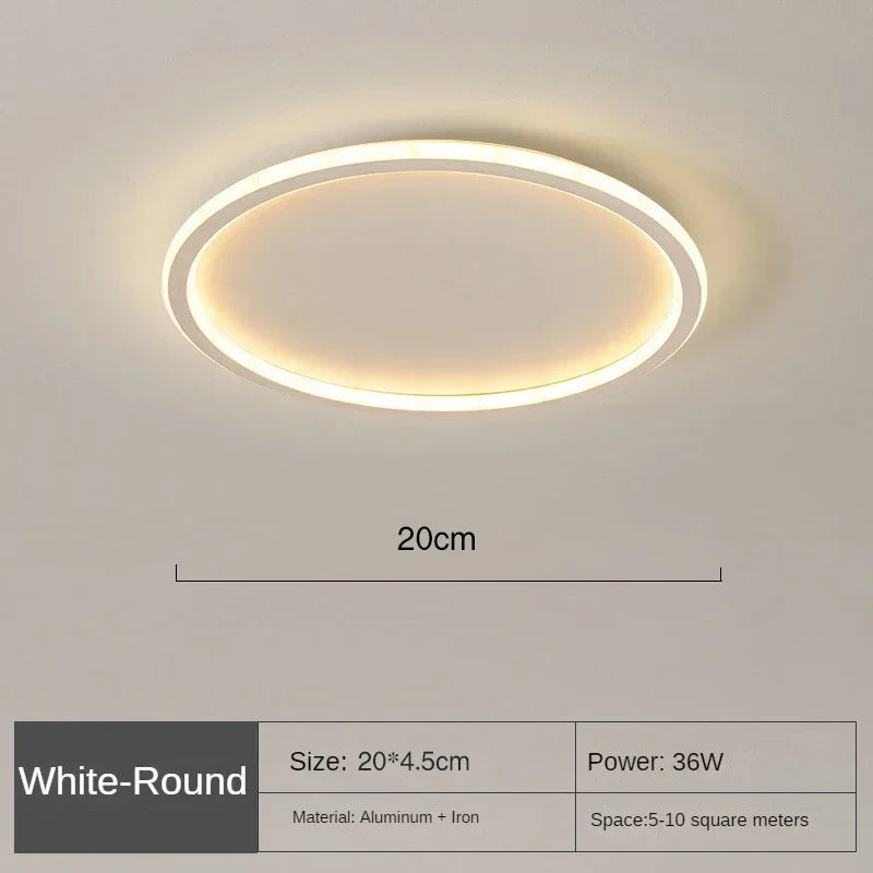 Bright LED Scandinavian round ceiling light, flush mount, showcasing a sleek and modern lighting solution.