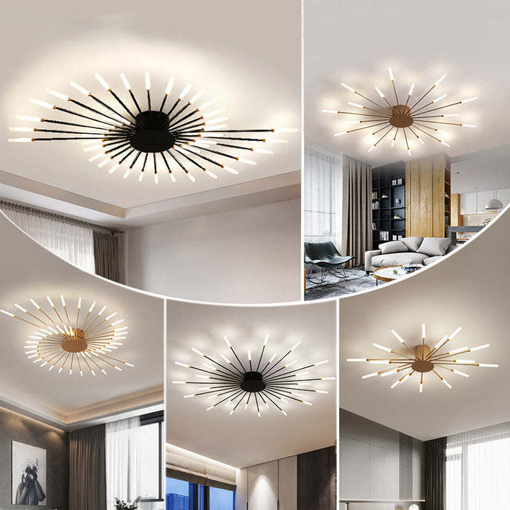Energy-efficient LED spiral flush mount, dimmable black finish design.