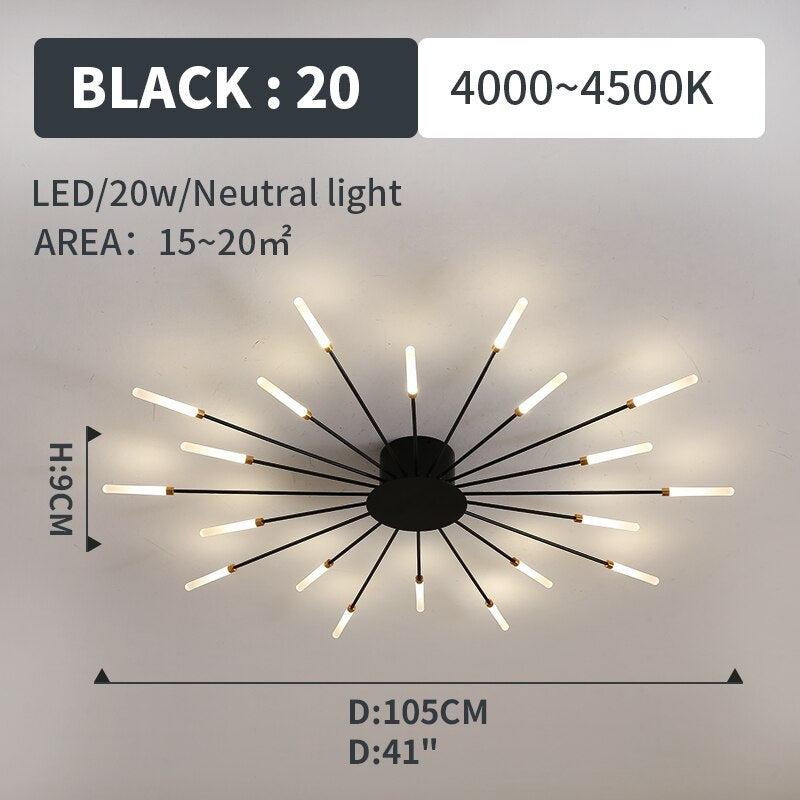 Contemporary dimmable gold spiral ceiling LED lamp, elegant decor.