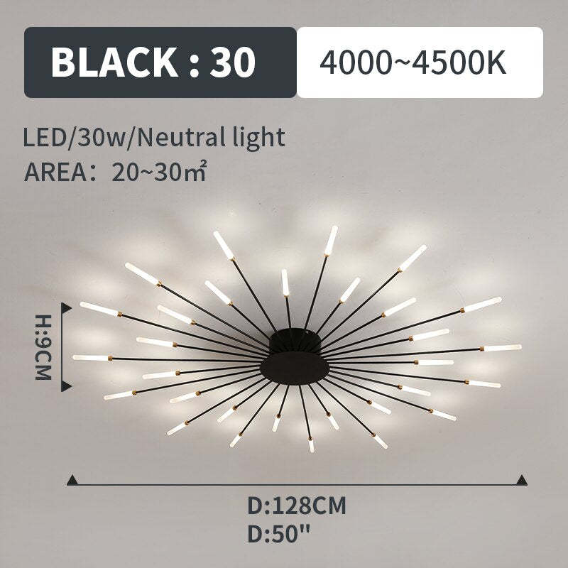 Gold finish spiral LED ceiling light, dimmable modern home fixture.