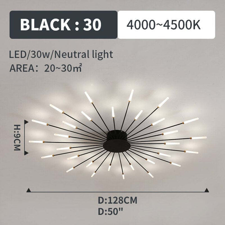 Gold finish spiral LED ceiling light, dimmable modern home fixture.