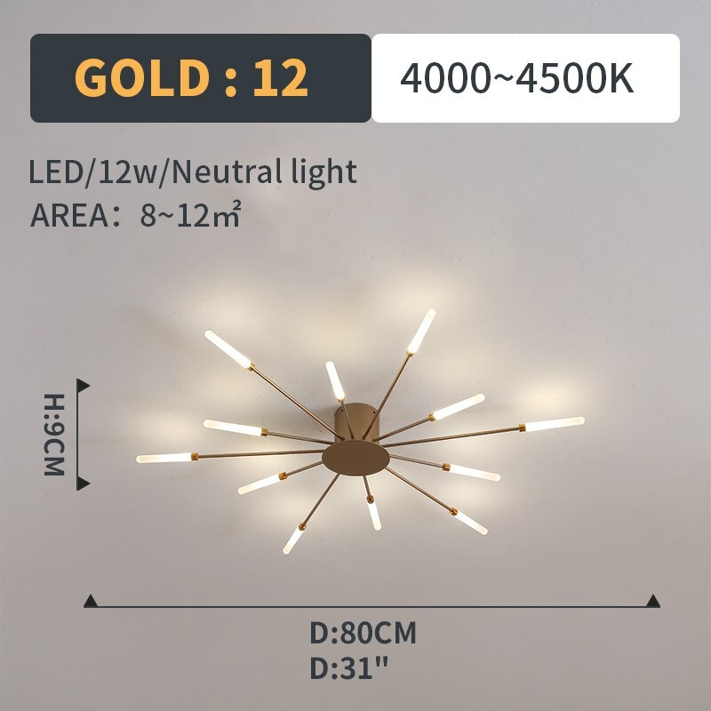 Gold contemporary spiral LED flush mount, dimmable for living areas.