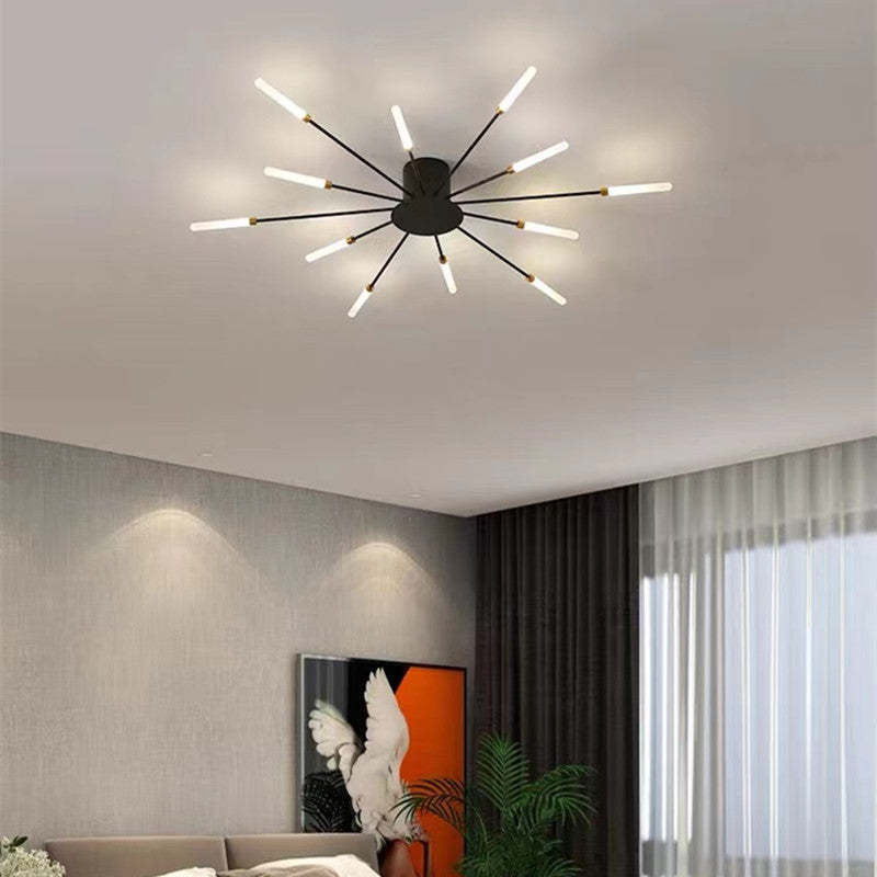 Unique gold spiral LED ceiling light, dimmable modern lighting solution.