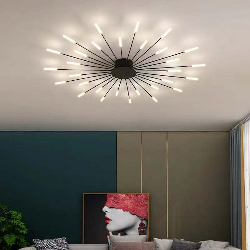 Spiral LED flush mount, dimmable black finish for sophisticated living.