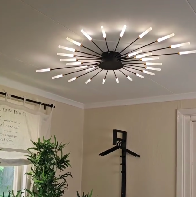 Unique gold spiral LED ceiling light, dimmable contemporary fixture.