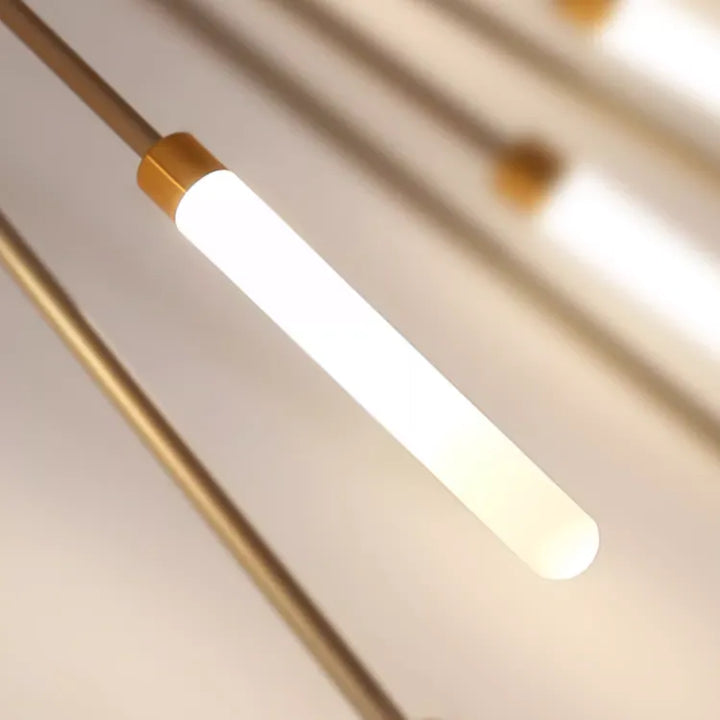 Contemporary gold LED spiral ceiling lamp, dimmable bedroom lighting.