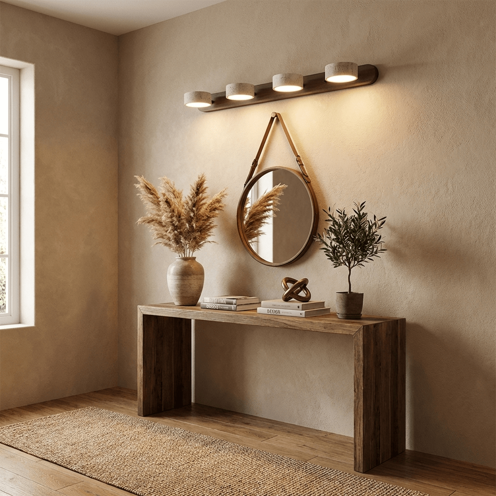 Stylish LED wall lamp, energy-efficient for bedroom or living room lighting.
