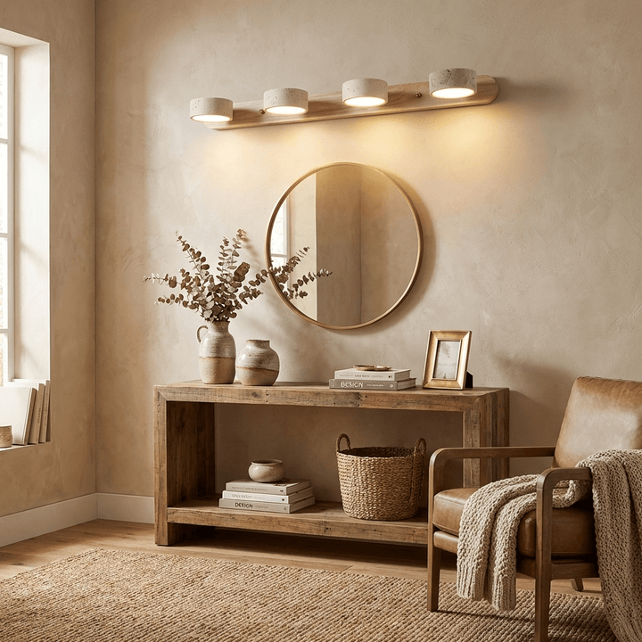 Minimalist LED wall lamp, creating warm ambient light for any living space.