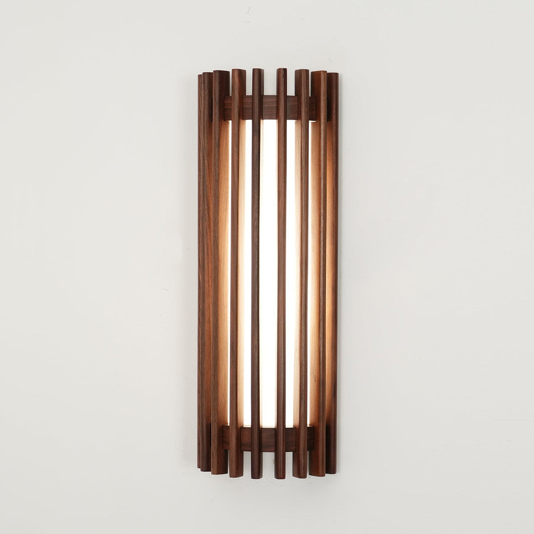 High-quality LED wall fixture, modern wood design & light-optimizing acrylic diffuser.