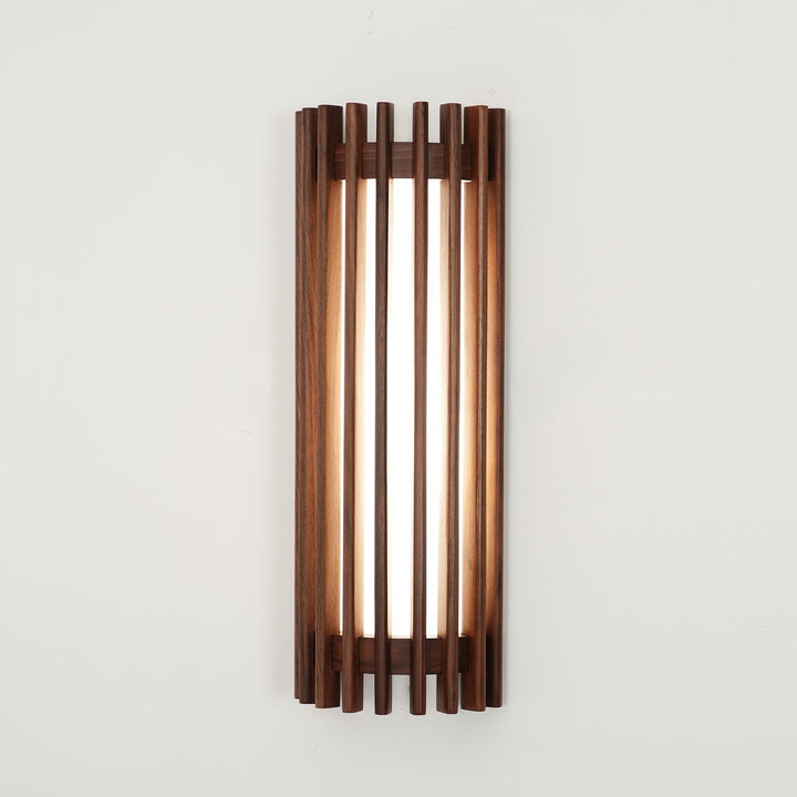 High-quality LED wall fixture, modern wood design & light-optimizing acrylic diffuser.