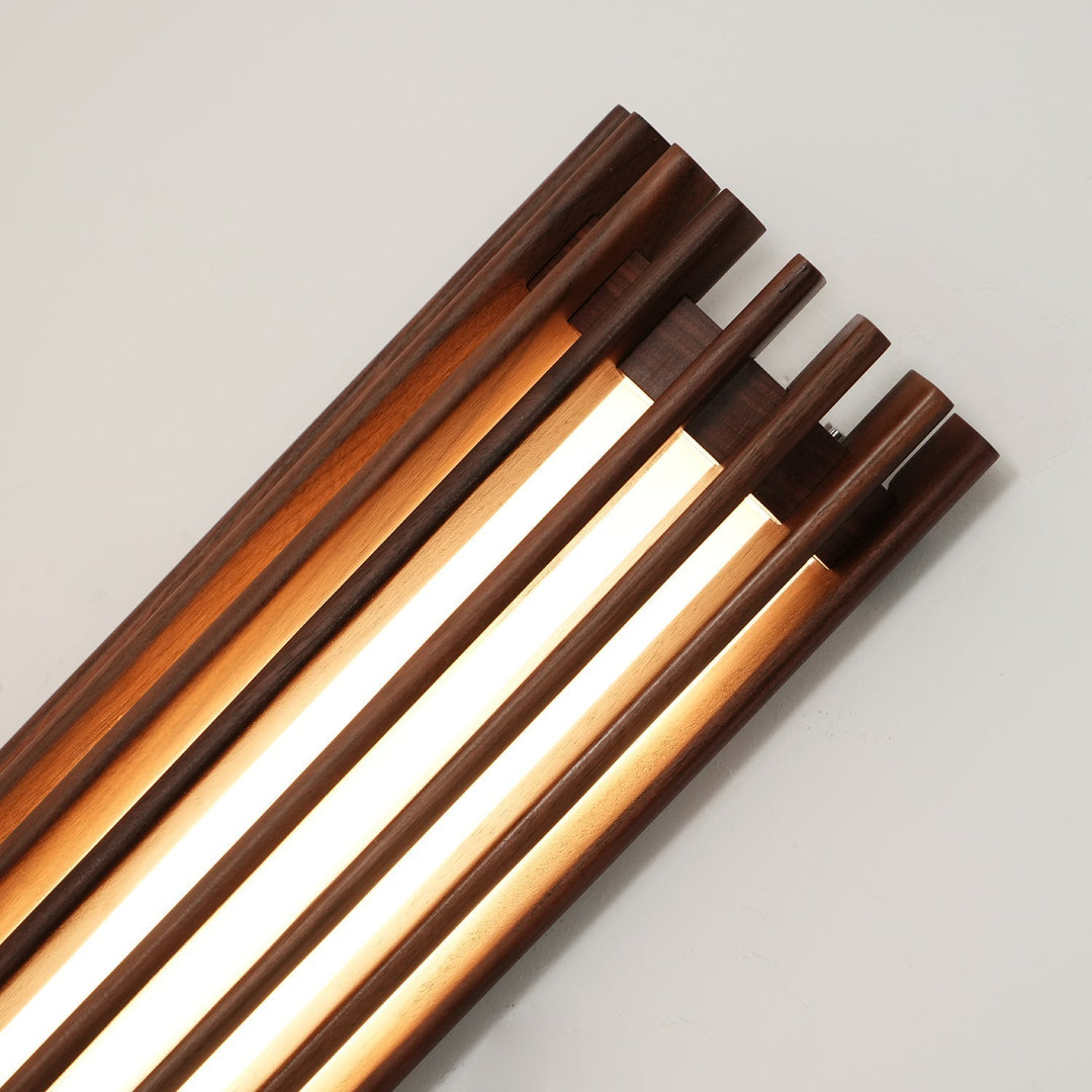 Contemporary wood LED lamp, acrylic diffuser, perfect for warm, inviting home ambiance.