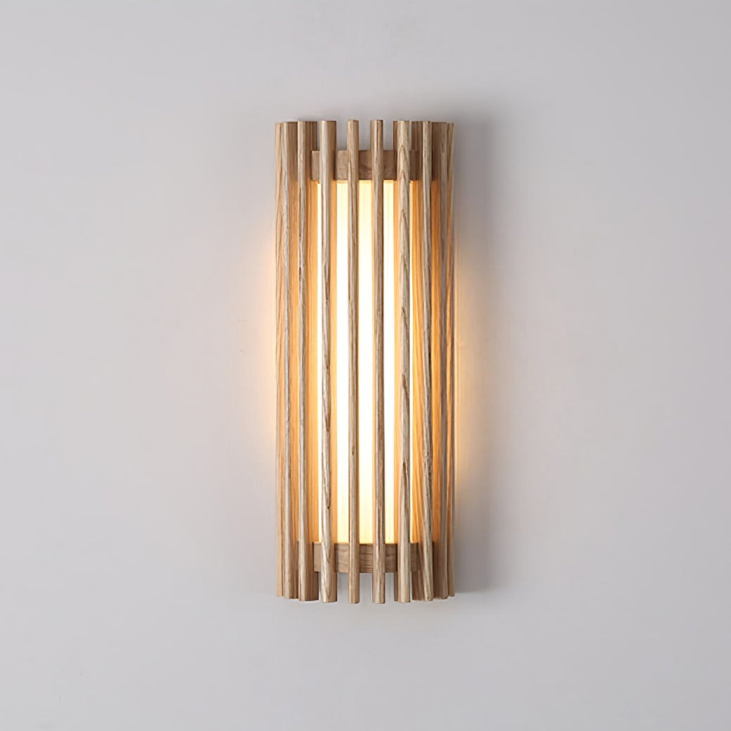 Contemporary wood and acrylic LED sconce, ideal for modern, minimalist interiors.