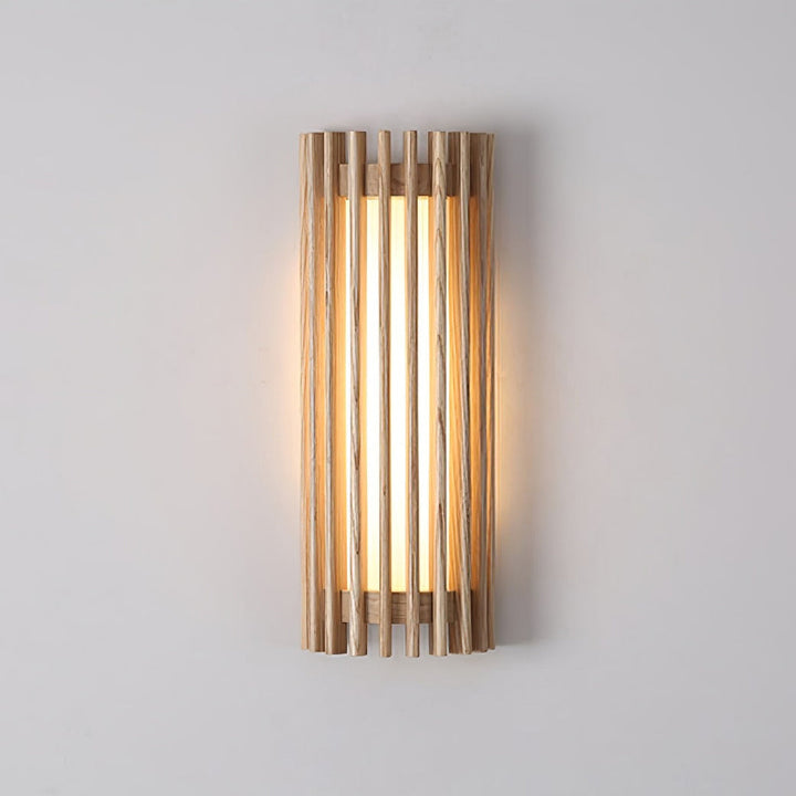 Contemporary wood and acrylic LED sconce, ideal for modern, minimalist interiors.
