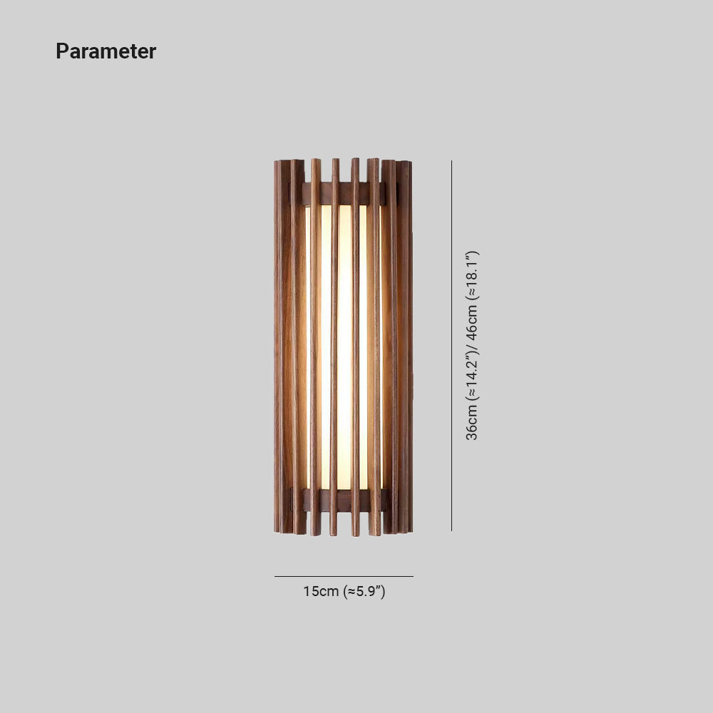 Modern LED wall light, elegant wood and acrylic, designed for contemporary home lighting.