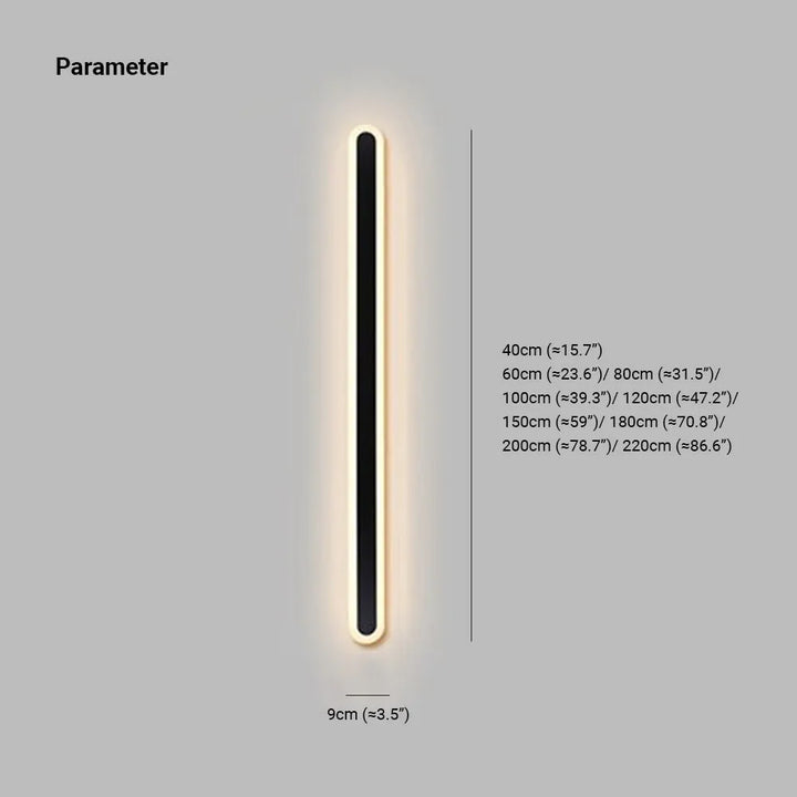 Sleek linear LED outdoor wall light, modern design, provides bright exterior illumination for entryways.