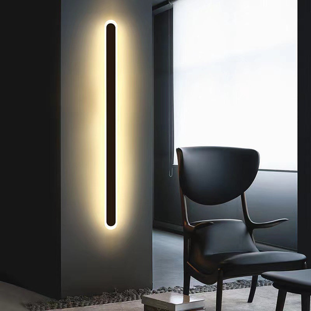 Stylish linear LED exterior wall light, also suitable for interior accent, modern design.