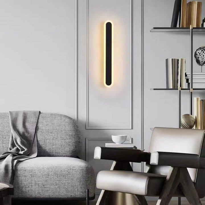 Weatherproof linear LED outdoor lamp, dimmable, modern style for porches, contemporary lighting.