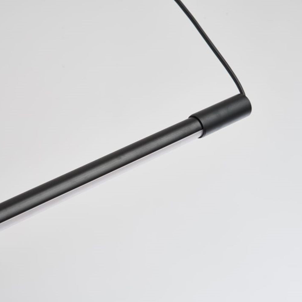 Minimalist modern linear LED pendant light, a chic ceiling fixture for bedroom or office.