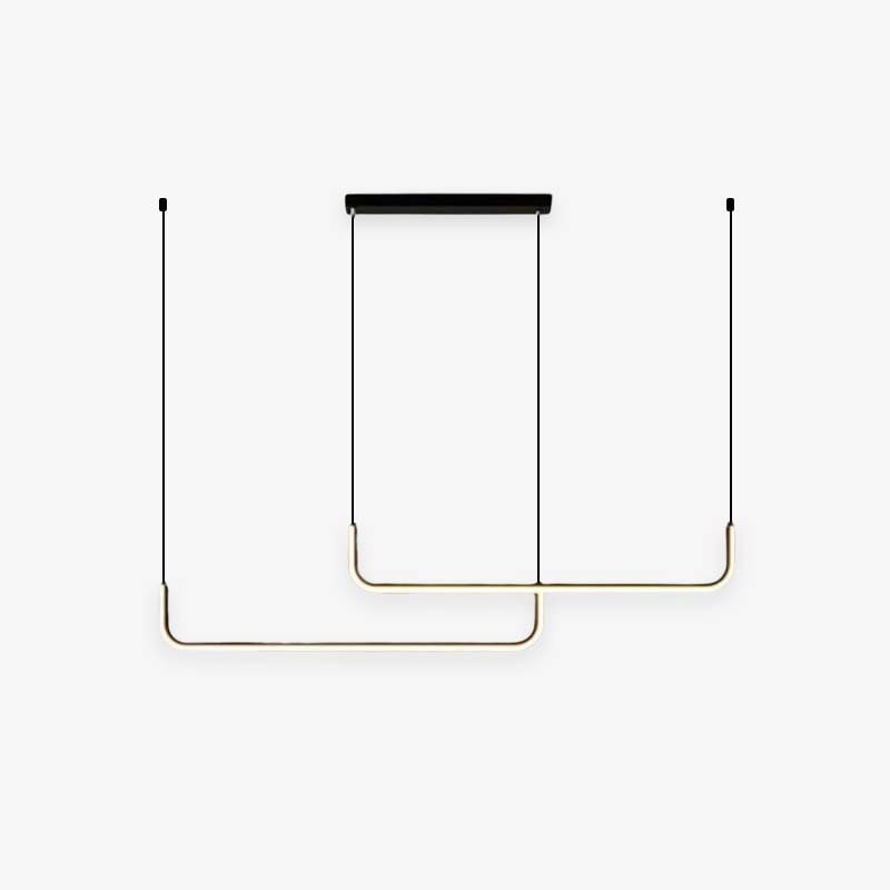 Modern linear LED pendant light for dining rooms & living areas. Sleek, energy-efficient ceiling fixture.
