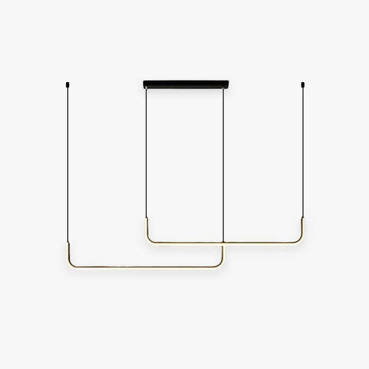 Modern linear LED pendant light for dining rooms & living areas. Sleek, energy-efficient ceiling fixture.