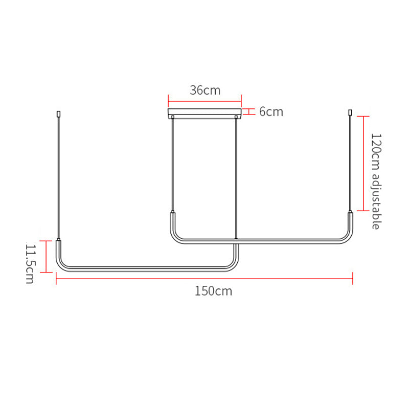 Detail of a modern linear LED pendant light fixture, highlighting its clean lines and contemporary design.