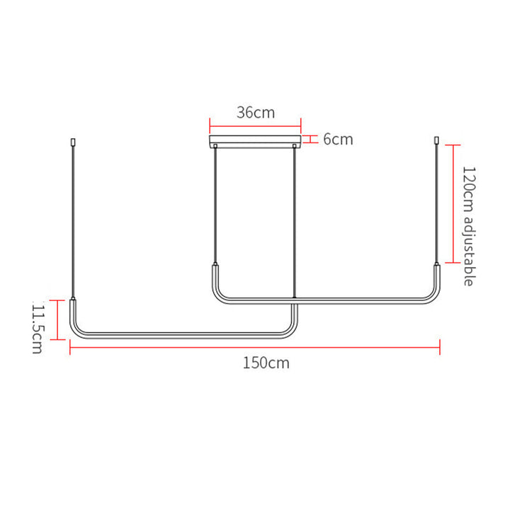Detail of a modern linear LED pendant light fixture, highlighting its clean lines and contemporary design.