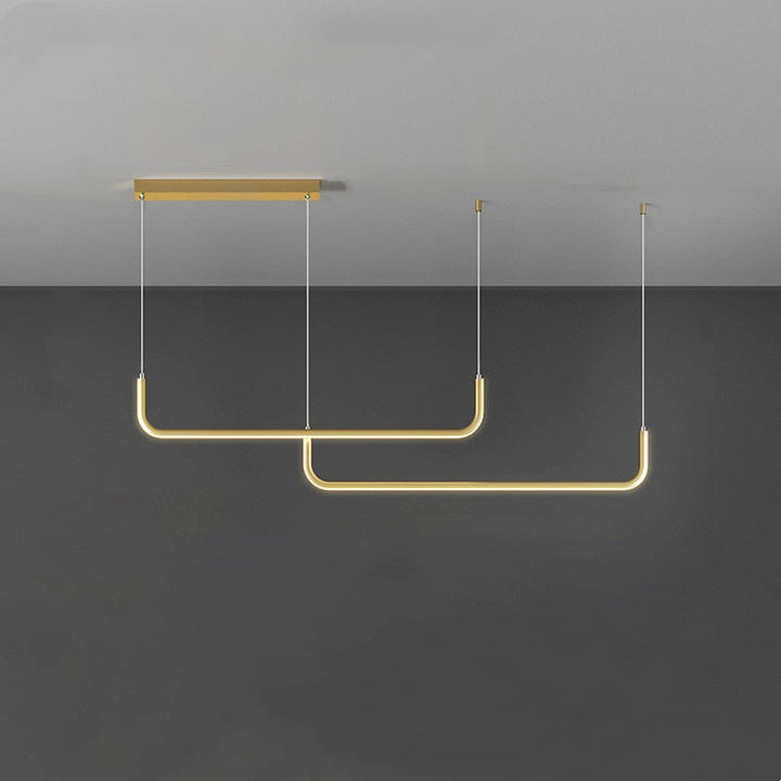 Functional & elegant modern linear LED pendant light, ideal for kitchen island or dining task lighting.