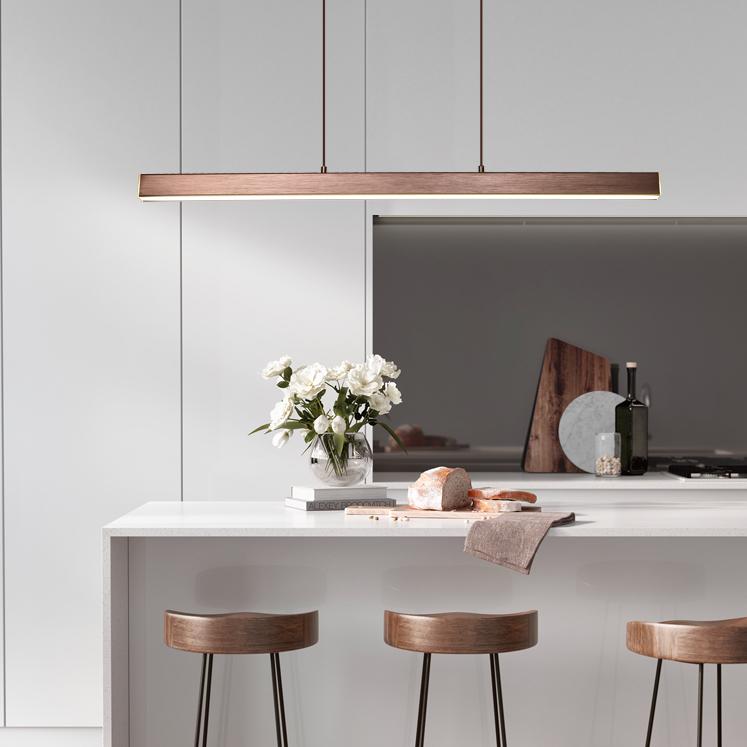 Minimalist black linear pendant: a contemporary adjustable light for bedrooms.