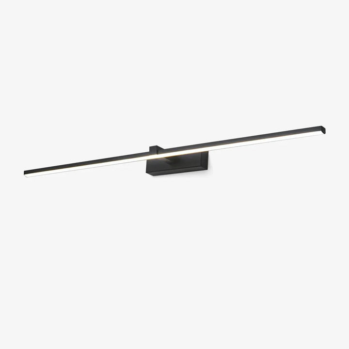 Modern linear LED wall light for bathroom vanity; contemporary hardwired design.