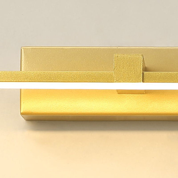 Hardwired linear LED light in black for modern bathroom or vanity lighting.