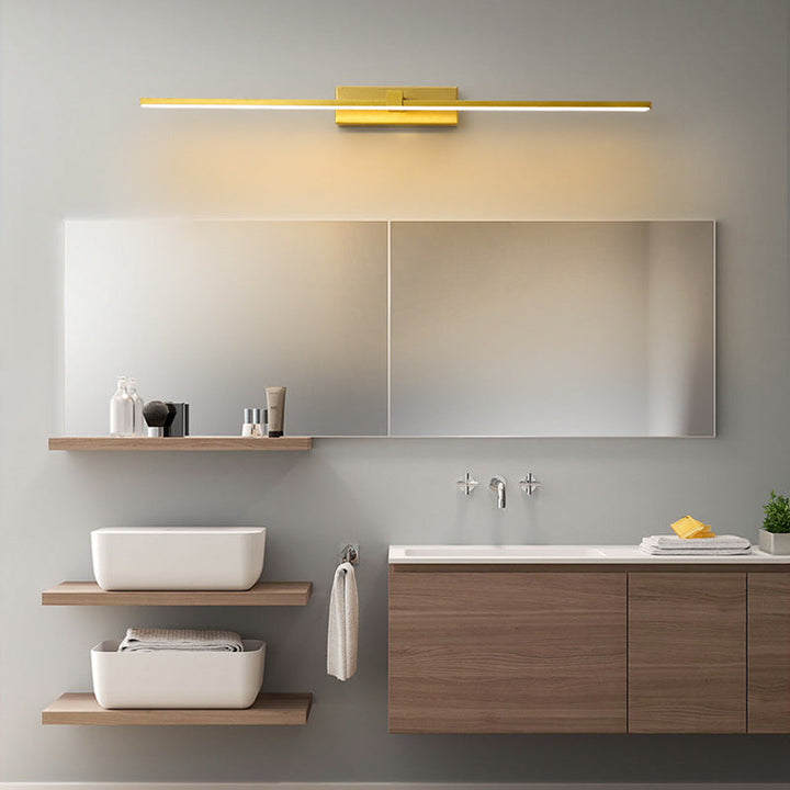 Sleek linear LED lighting fixture for modern bathroom vanity, adjustable light.
