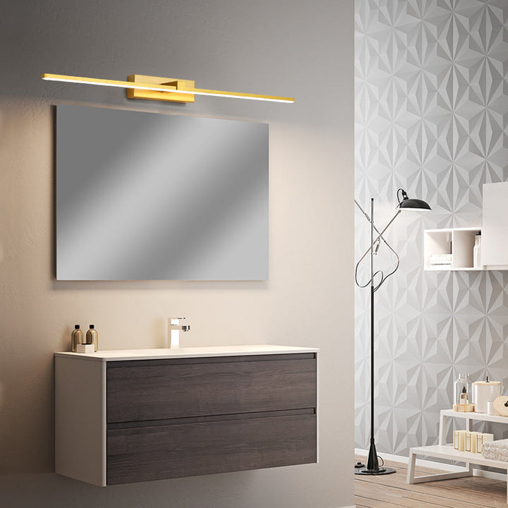 Minimalist white linear LED wall light for contemporary bedroom atmosphere.
