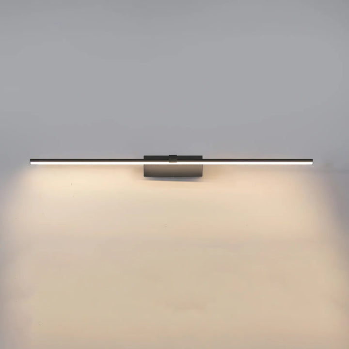 Adjustable color temperature linear LED wall light for modern bedroom lighting.
